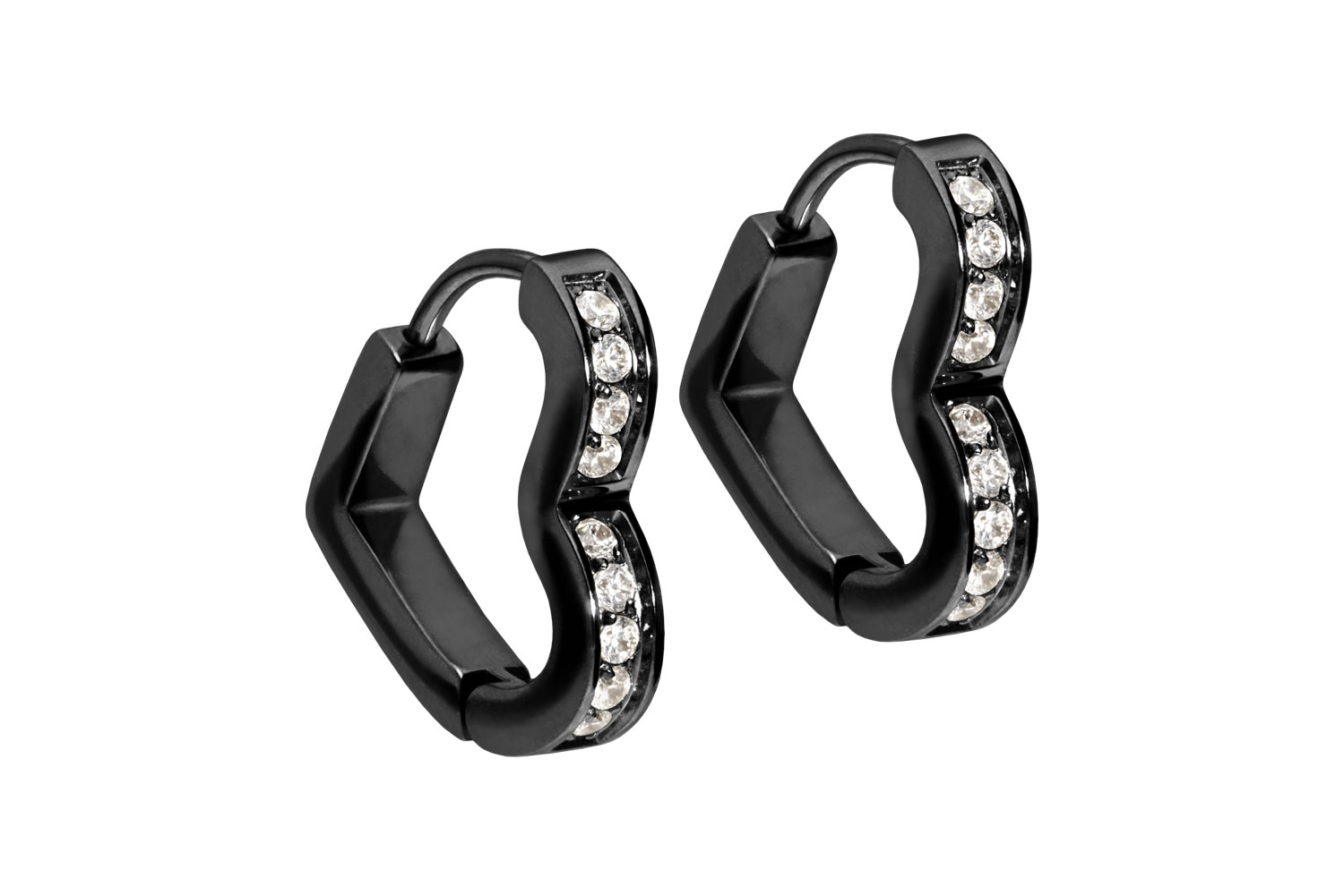 Chirurgenstahl Ohrclicker Creolen HERZ + EINGEFASSTE KRISTALLE von Piercingline